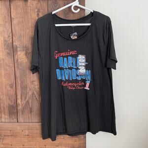 NEW Harley Davidson Tshirt Womens 3X Black Scoop Neck Graphic Vintage Classics